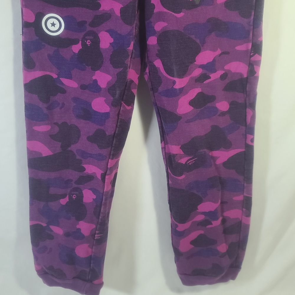 A Bathing Ape BAPE Shark Purple Camo Sweats 100% Cotton Sweatpants Sz. Medium - Picture 3 of 14